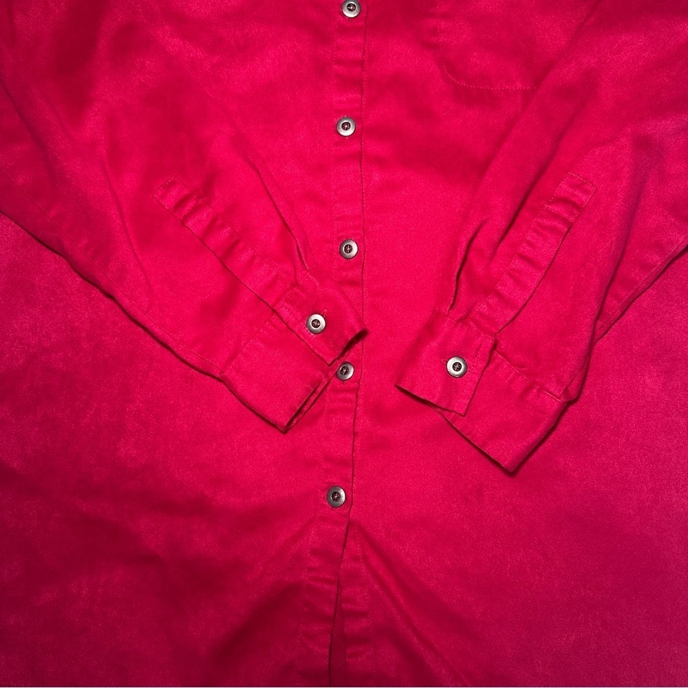 Chico's Vibrant Red Casual Button Down Shirt - Picture 3 of 5